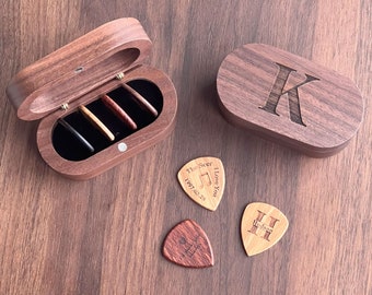 Personalized Guitar pick Valentines gift for Man, Custom wood Guitar pick holder, Custom guitar pick. Boyfriend Valentines Gift