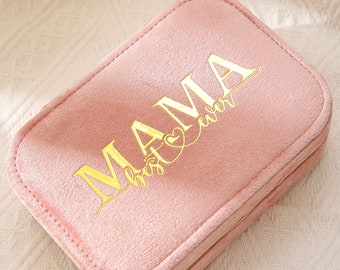 Custom Velvet Travel Jewelry Case • Mother's Day Gift • Personalized Jewelry Box • Best Friends Gift • New Mum Gift • First Mothers Day