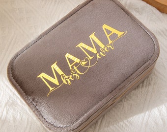 Personalisierte Reise Schmuckschatulle für Mama, Mama Schmuckschatulle, Muttertagsgeschenk, Geburtstagsgeschenk für Mama, neue Mama Geschenk