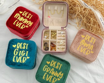 Travel Jewelry Box • Mother's day gift • Mom Birthday Gift • Best Mum Gift For Grandma Mom NaNa • Custom Velvet Jewelry Case