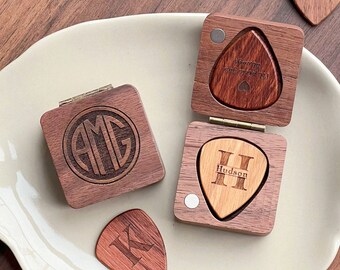 Valentine's Day Gift for boyfriend/husband. Personalized picks with Box  Engraving Plectrum holder magnetic box Pick Holder