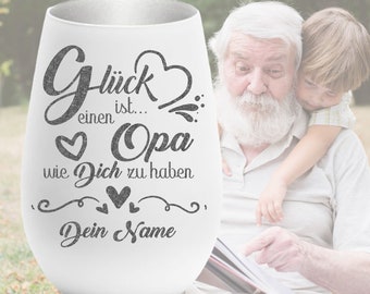 Geschenk für Opa Opi Großvater  Partygeschenk Windlicht mit Name Kerze