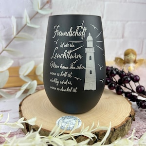 Geschenk für Freunde Freundin Freund Einweihungsgeschenk Partygeschenk mit Leuchtturm und Feundesspruch gute Freunde maritim Bild 4