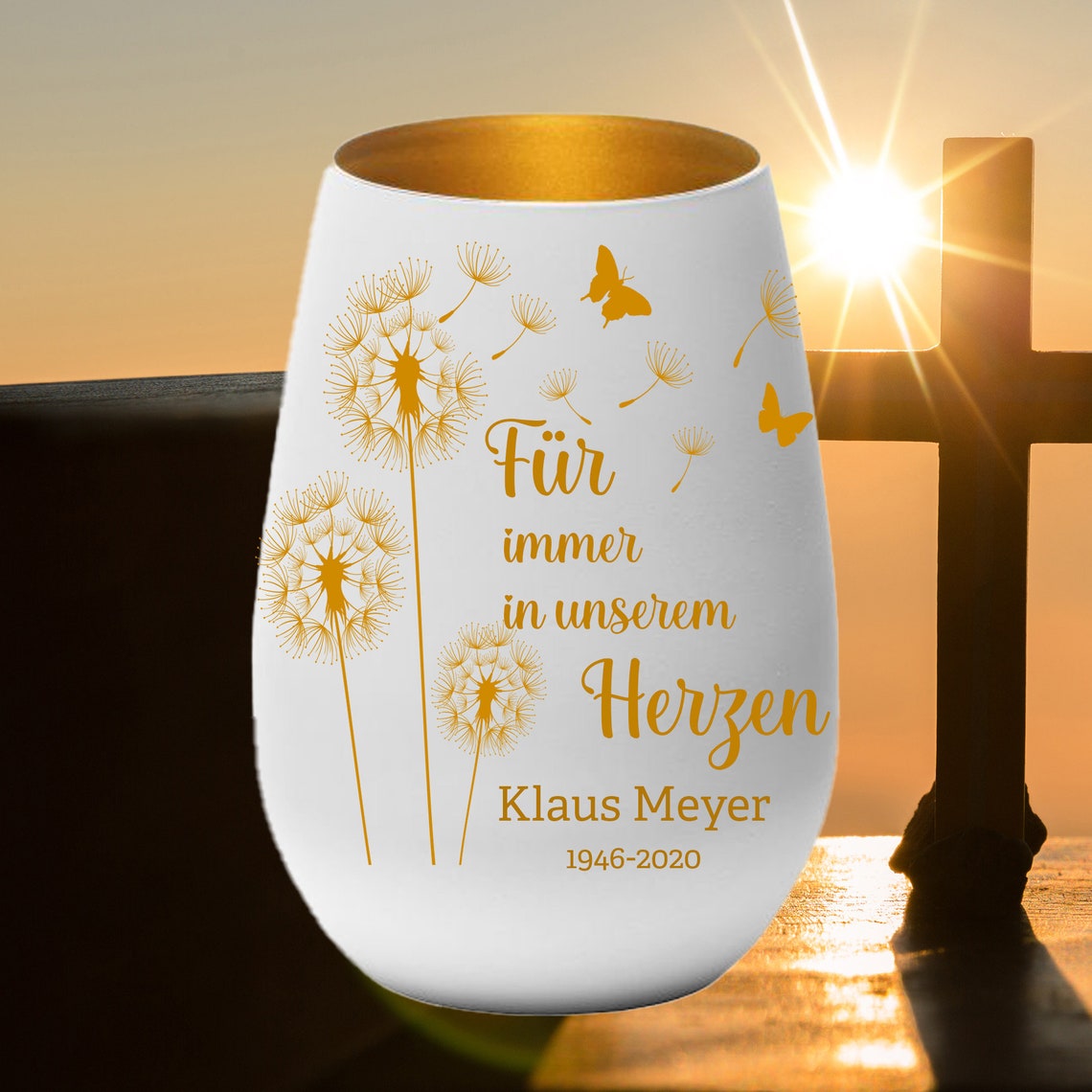 Trauerlicht Für Immer in Unserem Herzen Gravur Mit Namen Und Etsy