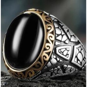 Natural Black Onyx Stone Men Ring , oval black onyx ring, Onyx Gemstone Ring, 925 sterling silver ring, Black Onyx Men Statement Ring