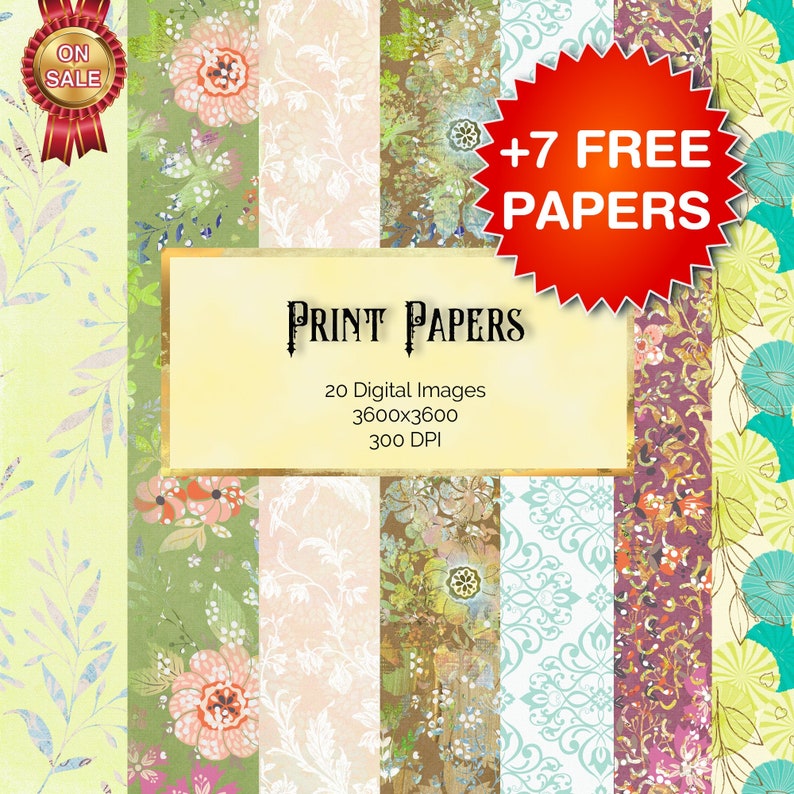 27 Shabby Chic Digital Paper Vintage Flower Patterns Paper Etsy