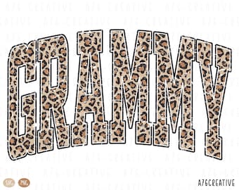 Imprimé léopard Grammy rétro : SVG et PNG vieilli (téléchargement numérique)