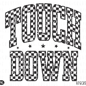 Retro kariertes Touch Down Png svg, kariertes Touch Down Shirt, Touch Down karierte Schulsport Fußballsaison Sublimation. Svg & Png