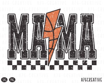Diseño de rayo a cuadros de mamá baloncesto (SVG, PNG)