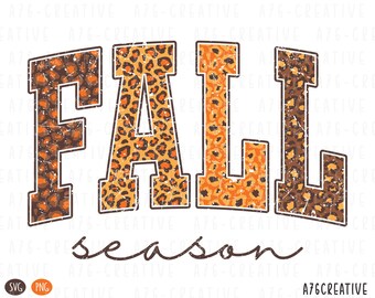 Retro Leopard Print Fall Season Design: Sublimation Graphics (SVG & PNG)