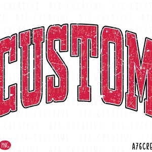 Gepersonaliseerde aangepaste werkorder voor team/tekst, Retro Varsity aangepaste tekstvolgorde, Varsity aangepaste tekst/teamsublimatie. Svg en png