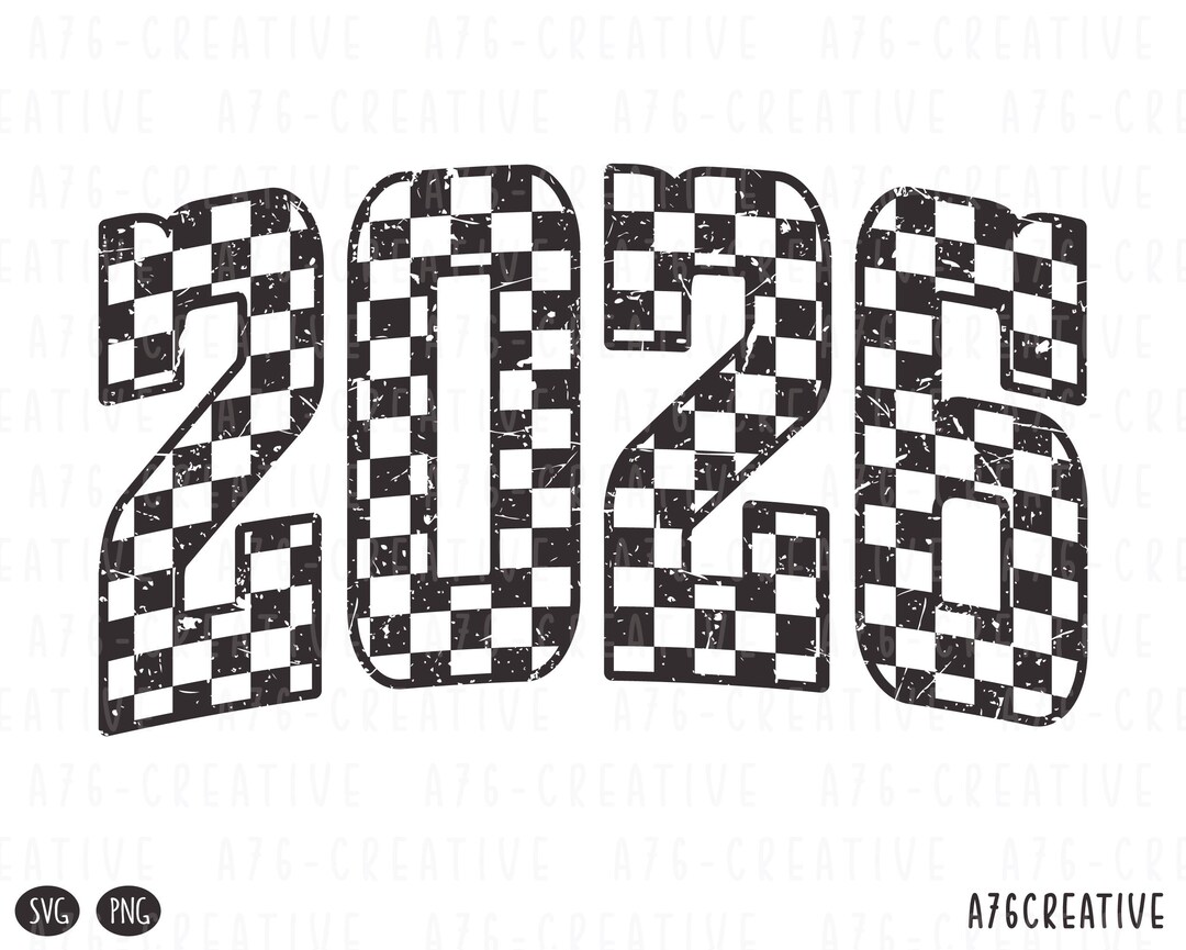 2026 Happy New Year Checkered Png, Retro 2026 Checkered Sublimation ...