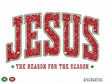 Retro Jesus Christmas SVG PNG, noodlijdend ontwerp (digitale download)
