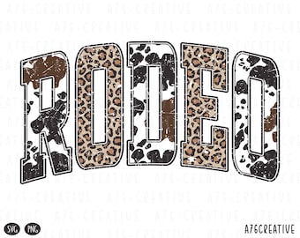 Rodeo Cow Leopard Print, Western Rodeo Shirt Design, Cowhide Leopard Print, Retro Western Sublimation PNG SVG Digital Download