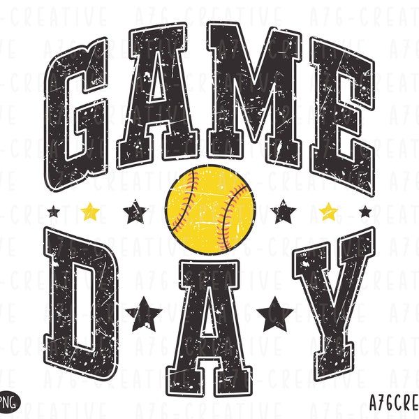 Retro Varsity Game Day Softball Png Instant Download,  Vintage Varsity Game Day Softball Sublimation. Svg & Png