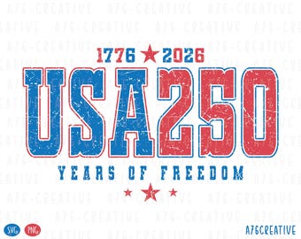 Retro USA 250 Years Of Freedom Patriotic Shirt Design America 4th of July Independence Day Sublimation Design PNG SVG (Digital Download)
