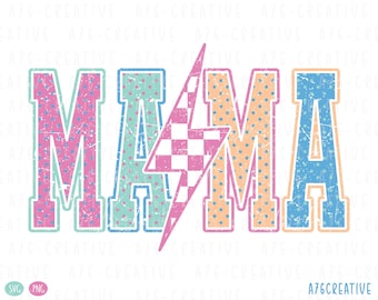 Polka Dot Mama Checkered Lightning Bolt Design Sublimation Digital Download (SVG & PNG)