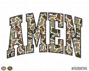 Retro Camo Amen Design: Christian Sublimation (SVG, PNG)