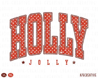 Polka Dot Holly Jolly Design PNG, Trendy Christmas Shirt, Vintage Christmas Polka Dot Sublimation PNG SVG (Digital Download)
