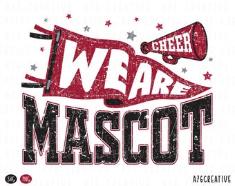 Custom Mascot Team Pennant Flag Design, School Cheer Sublimation (SVG & PNG)