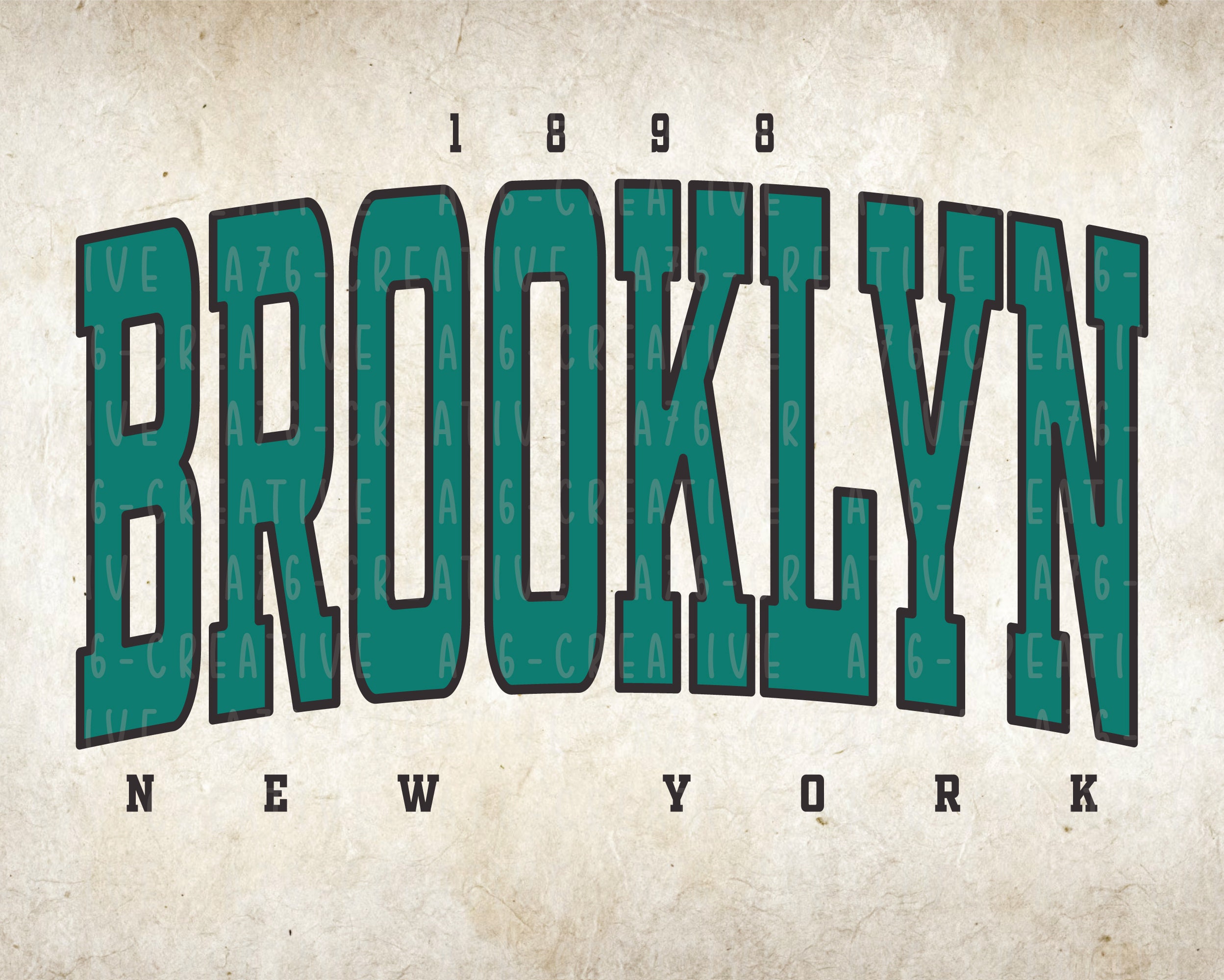 Retro Brooklyn New York PNG SVG - Distressed 1898 Design (digital