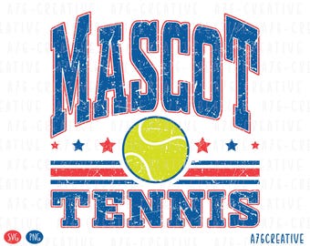 Mascota de tenis personalizada: Diseño retro de equipo universitario (SVG y PNG)