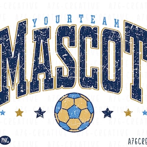 Personalized Soccer Mascot and Team Custom Work Svg Png, School Sport, Soccer, Retro Varsity Soccer Team Custom Order Sublimation. Svg & Png