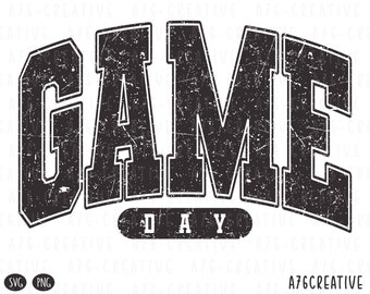 Retro Varsity Game Day-ontwerp: zwart-wit SVG, png (digitale download)