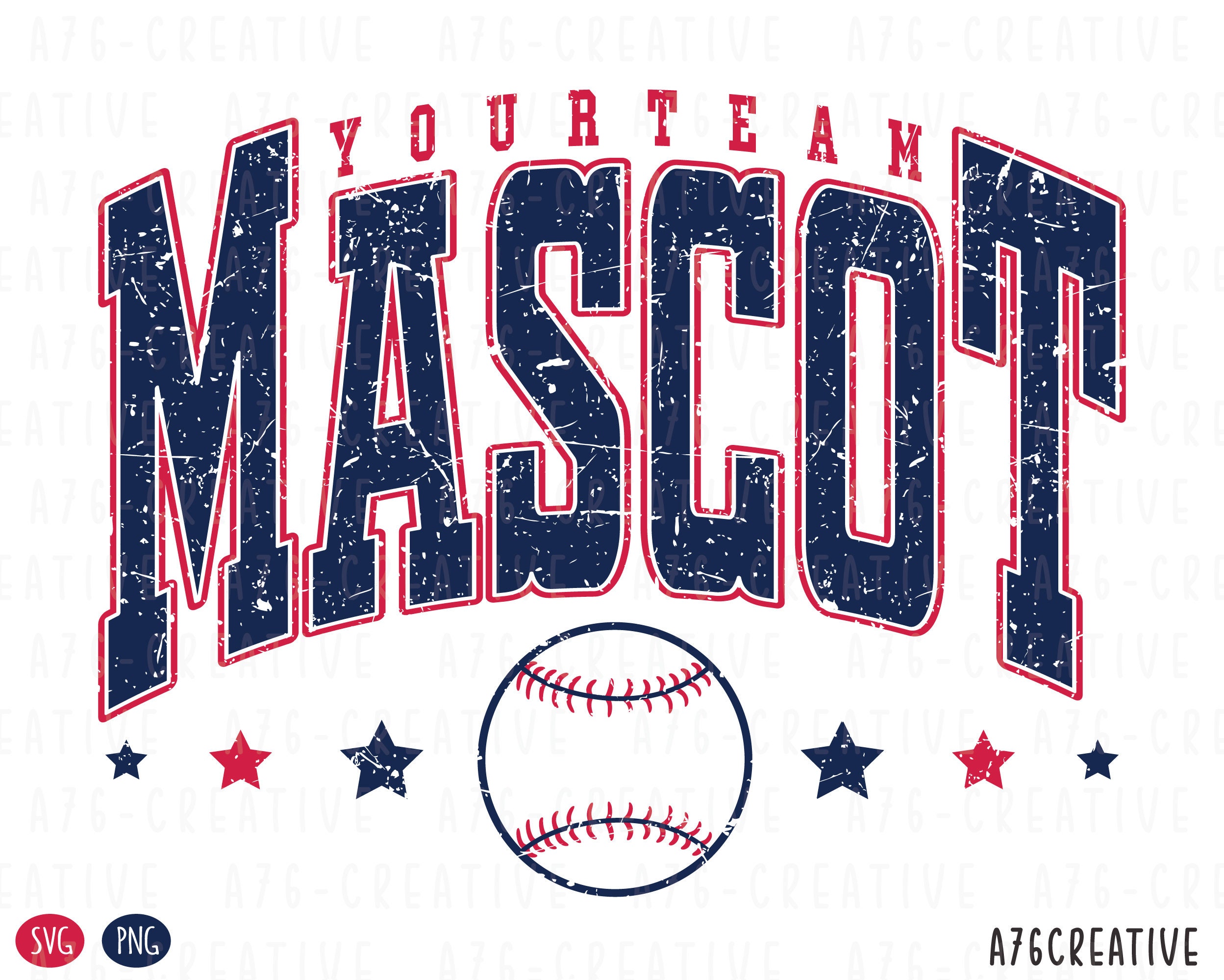 Personalized Baseball Mascot SVG PNG: Retro Varsity Team Design (Digital Files)