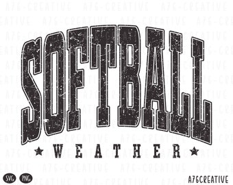 Softball Weather Png, Vintage Sport Distressed Design Sublimation Design SVG PNG (Digital Download)