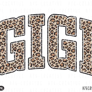 Retro Varsity Gigi Leopard Print Png Instant Download, Gigi Leopard Shirt, Gigi Leopard Sublimation Shirt. Svg & Png