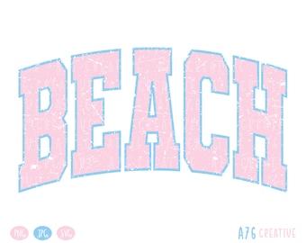 Retro Beach Varsity Design: Summer Sublimation (SVG, PNG, JPEG)