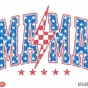 American Mama PNG, American Mama SVG, 4 juillet Png, 4 juillet, chemise à carreaux sublimation éclair rétro American Mama. PNG et SVG