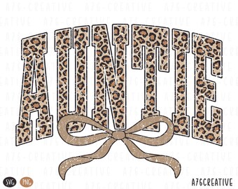 Retro Leopard Auntie Coquette Design (SVG & PNG)