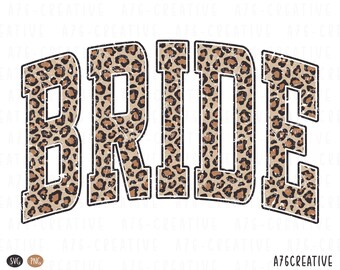 Retro Varsity Bride Leopard Print: Sublimation Design (SVG & PNG)