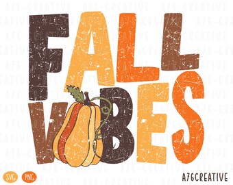 Retro Fall Vibes Pumpkin Design, Sublimation (SVG & PNG)