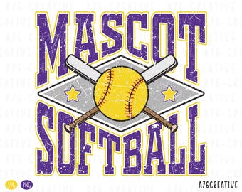 Personalized Custom Mascot Softball Design, Sport Shirt, School Sport, Mascot Softball Team Sublimation (PNG & SVG Digital Files)