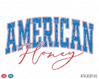 Retro American Honey PNG SVG: 4th of July Sublimation Design (Digital Download)
