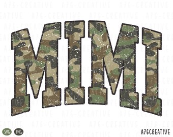 Retro Camo Mimi Design: Distressed SVG & PNG (Digital Download)