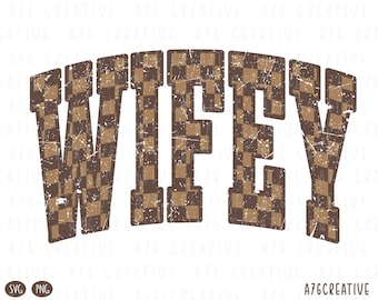 Retro Checkered Wifey Design: Vintage Shirt Sublimation (SVG & PNG)