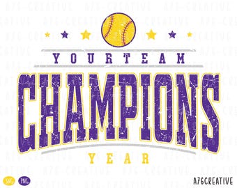 Personalized Softball Team Champions Design: Custom SVG & PNG (Custom Digital File)