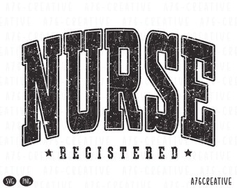 Enfermera registrada retro SVG PNG: Diseño de camiseta de enfermera desgastada (descarga digital)