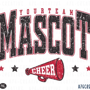 Personalized Cheer Mascot and Your Team Custom Work Svg Png, Retro Varsity Cheer Team Custom Order Sublimation. Svg & Png