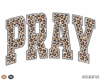 Retro Leopard Print Pray Design: Christian Bible Verse SVG PNG (Digital Download