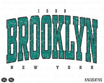 Diseño retro de Brooklyn, Nueva York (PNG y SVG) con aspecto desgastado de 1898 (descarga digital).
