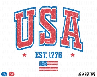Retro USA Est 1776 Flag: 4th of July PNG SVG (Digital Download)