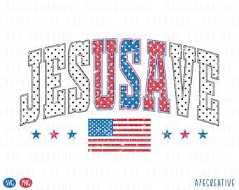 Polka Dot Jesus Saves Png, Patriotic Christian Png, 4th of July Faith Shirt Design, USA Flag Sublimation, Religious PNG SVG Digital Download