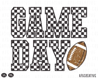 Retro Checkered Game Day Design: Football Season (SVG & PNG)