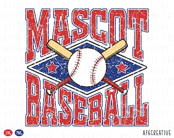 Personalized Custom Mascot Baseball Design, Sport Shirt, School Sport, Mascot Baseball Team Sublimation (PNG & SVG Digital Files)