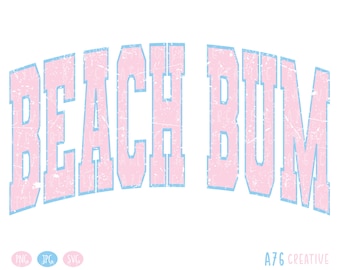 Retro Beach Bum Varsity Design: Summer Sublimation (SVG, PNG, JPEG)
